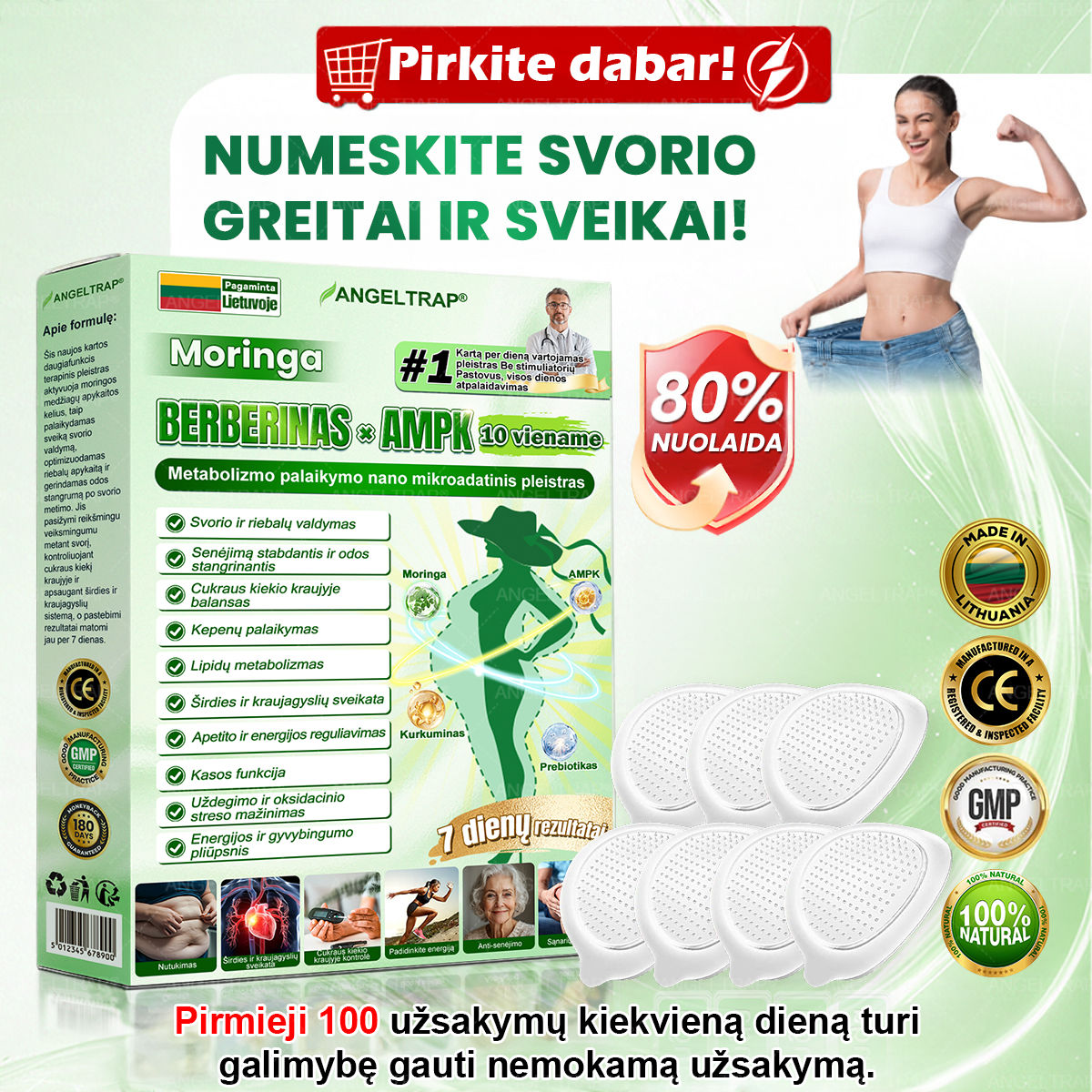 👩‍⚕️ 𝐴𝑁𝐺𝐸𝐿𝑇𝑅𝐴𝑃® 𝐌𝐨𝐫𝐢𝐧𝐠𝐚 × 𝐁𝐞𝐫𝐛𝐞𝐫𝐲𝐧𝐚 × 𝐀𝐌𝐏𝐊 𝟏𝟎 в 𝟏 – Nano mikroadatinis pleistras svorio metimui | Tik 1 kartą per dieną ✅ Matomi pokyčiai per 𝟕 dienas – nutukimui, širdies ir kraujagyslių sveikatai, diabetui ir sąnarių problemoms gydyti